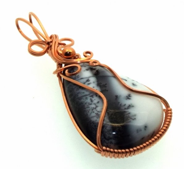 Merlinite Copper Wire Wrapped Pendant 08