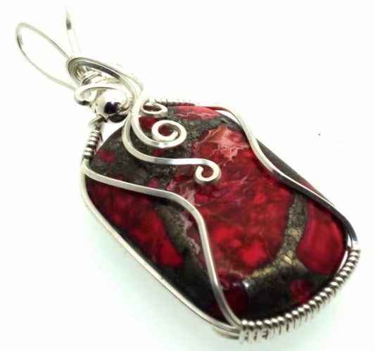 Sediment Jasper Sterling Silver Wire Wrapped Pendant 01