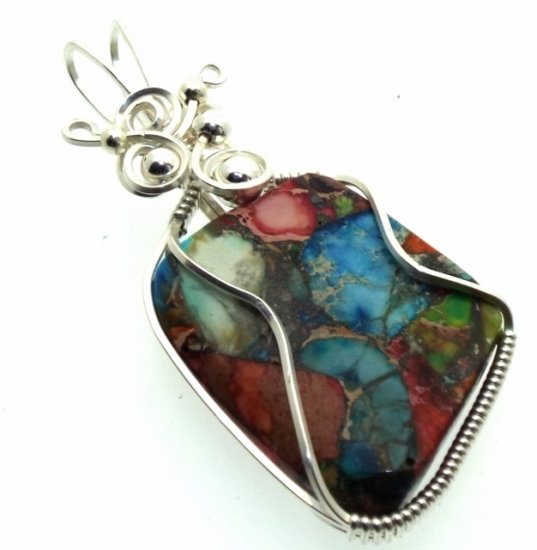 Sediment Jasper Sterling Silver Wire Wrapped Pendant 08
