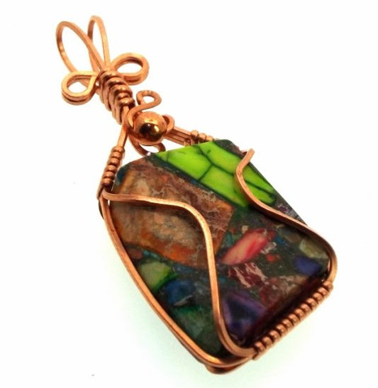 Sediment Jasper Copper Wire Wrapped Pendant 11