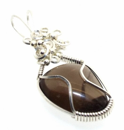Smoky Quartz Silver Filled Wire Wrapped Pendant 02