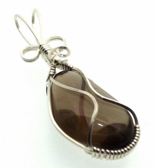 Smoky Quartz Silver Filled Wire Wrapped Pendant 07