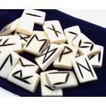 Water Buffalo Bone Carved Elder Futhark Rune Set with Booklet 