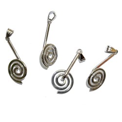 4x Silver Coloured Metal Dangling Spiral Charms