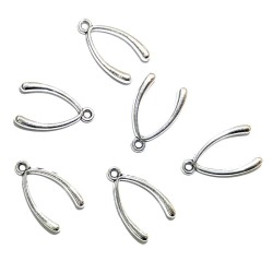 6x Silver Coloured Metal Wishbone Charms