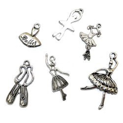 1x set of Silver Coloured Metal Ballet Charms