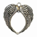 1x Silver Coloured Metal Large Angel Wing Charm