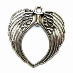 1x Silver Coloured Metal Large Angel Wing Charm