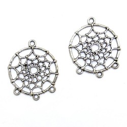 2x Silver Coloured Metal Dreamcatcher Charms