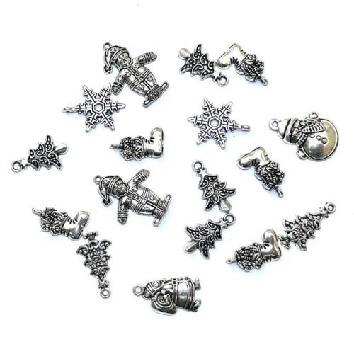 1x set of Silver Coloured Metal Christmas Charms