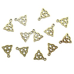 12x Small Gold Coloured Metal Triquetra Charms