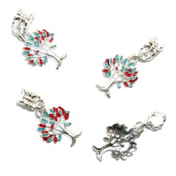 4x Silver Coloured Metal Tree Charms