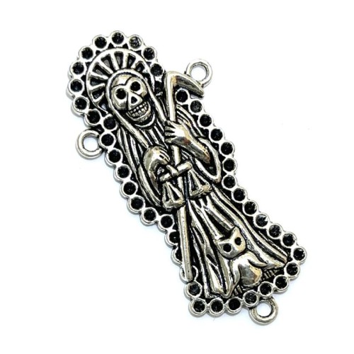 1x Silver Coloured Metal Santa Muerte Charm