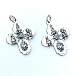 2x Silver Coloured Metal Cross Charms