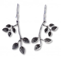 Vine Leaf Drop Silver Fishhook Earrings