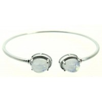 Rainbow Moonstone Sterling Silver Open Bangle