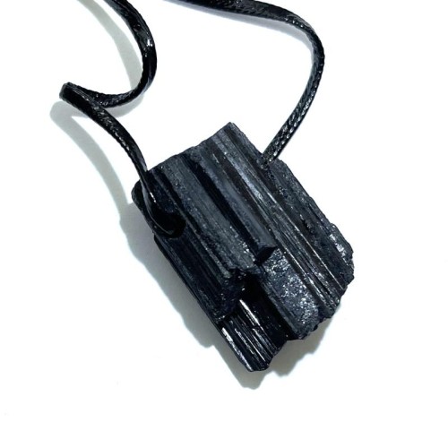 Black Tourmaline Short Natural Gemstone Pendant