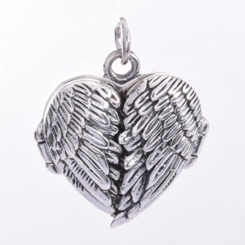 Angel Wing Sterling Silver Locket Pendant