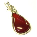 Carnelian Gemstone Sterling Silver Wire Wrapped Pendant 04