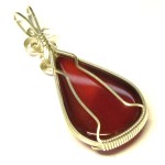 Carnelian Gemstone Sterling Silver Wire Wrapped Pendant 04